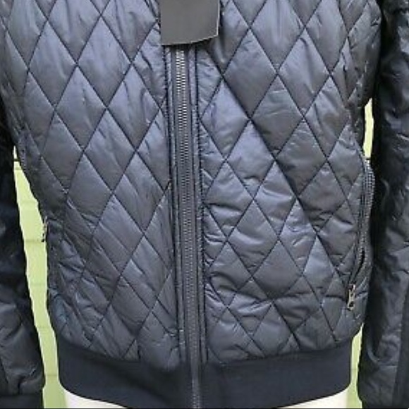 NEW ZARA Navy Blue quilted lightweight jacket contrast zip up large - Picture 3 of 9